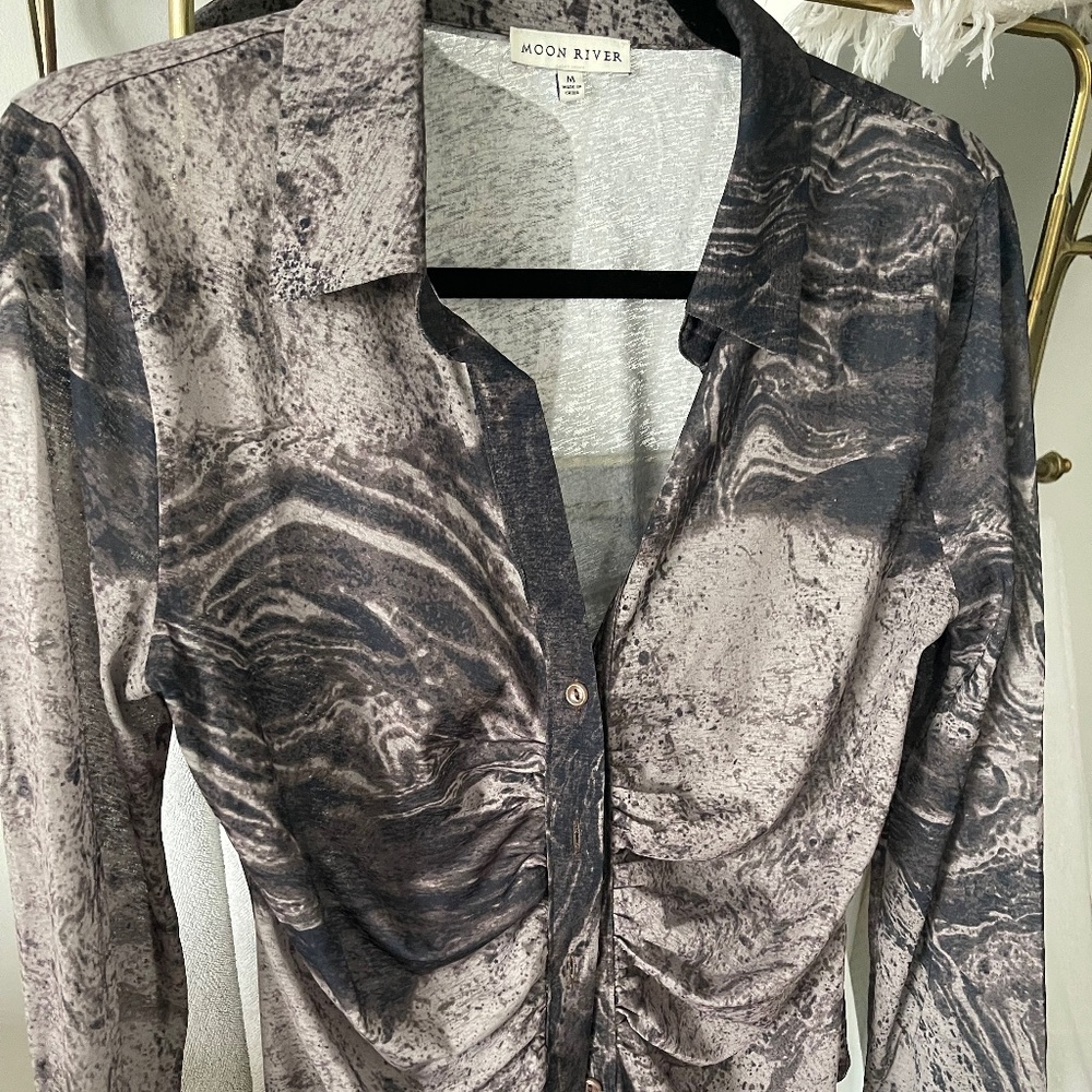 Sheer  ruched blouse fitted stretch